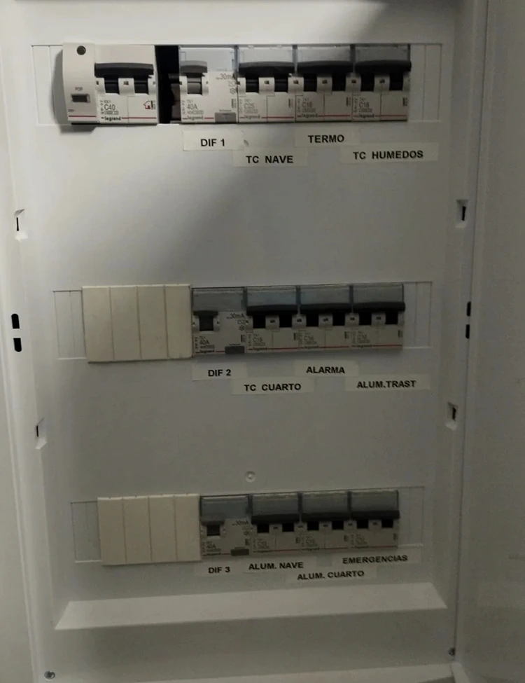 cuadro de luz con mandos